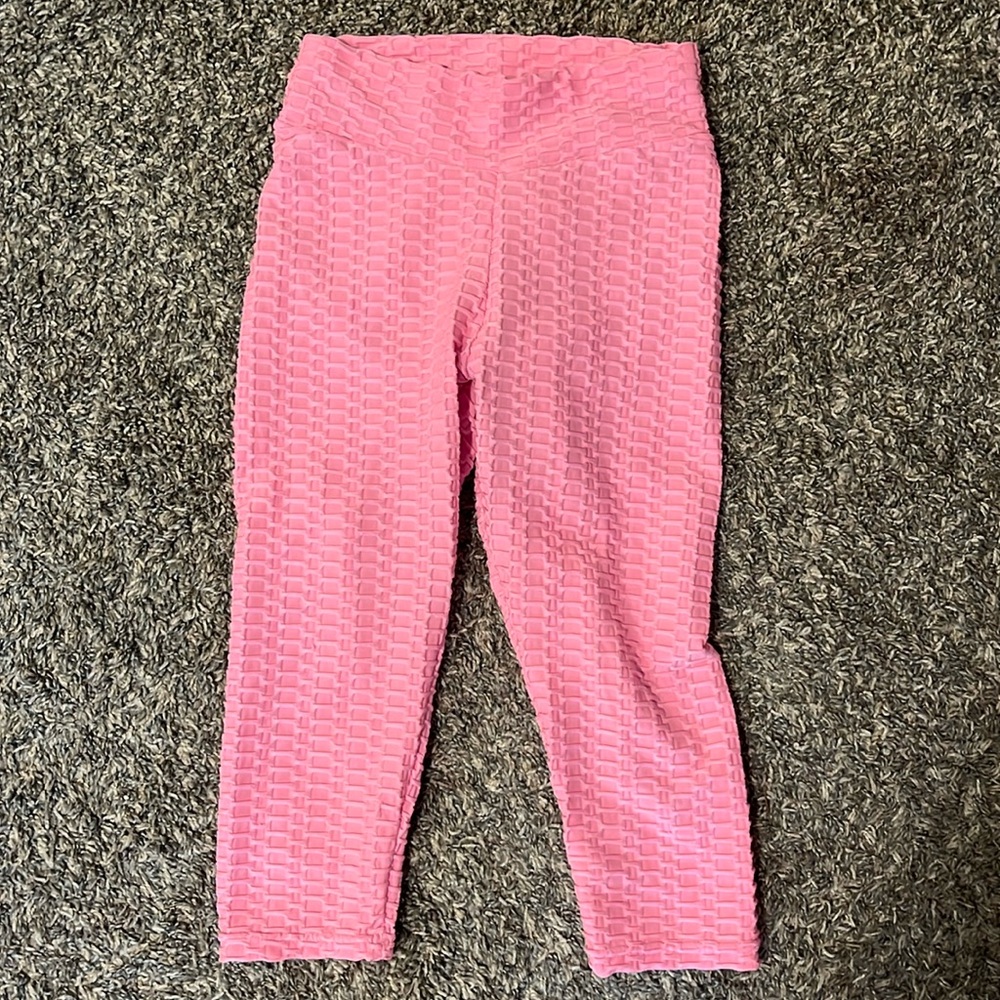 Never worn highlighter, pink, waffle, knit leggings